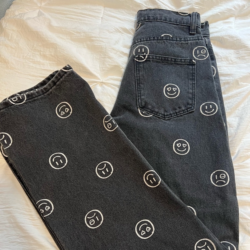 Black edikted smiley face pants